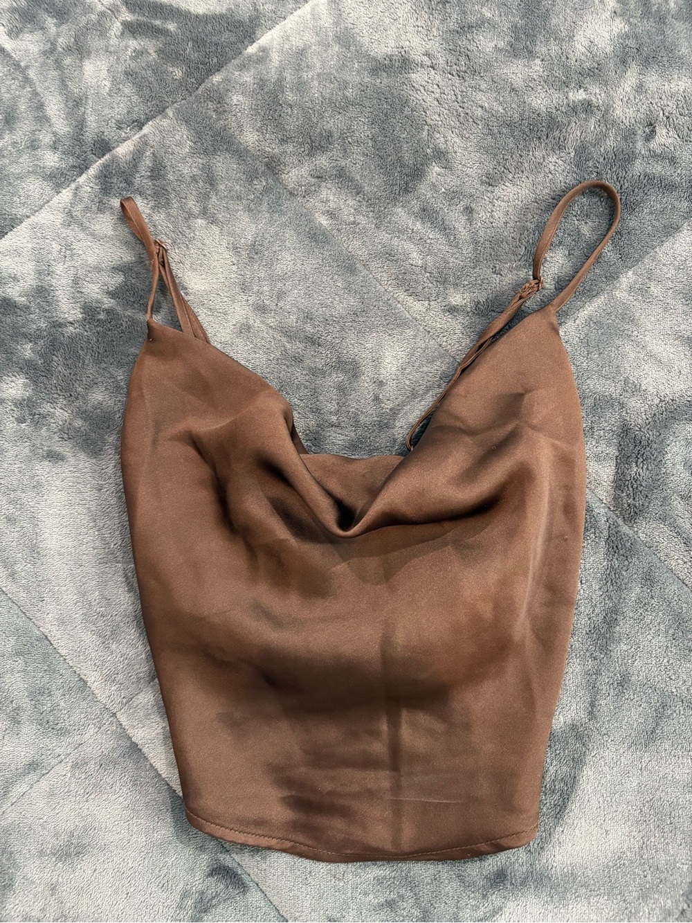 Garage Brown Satin Cowl Neck Camisole